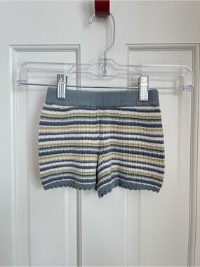 Striped Crochet Shorts in Blue, Yellow and White (size 3T)